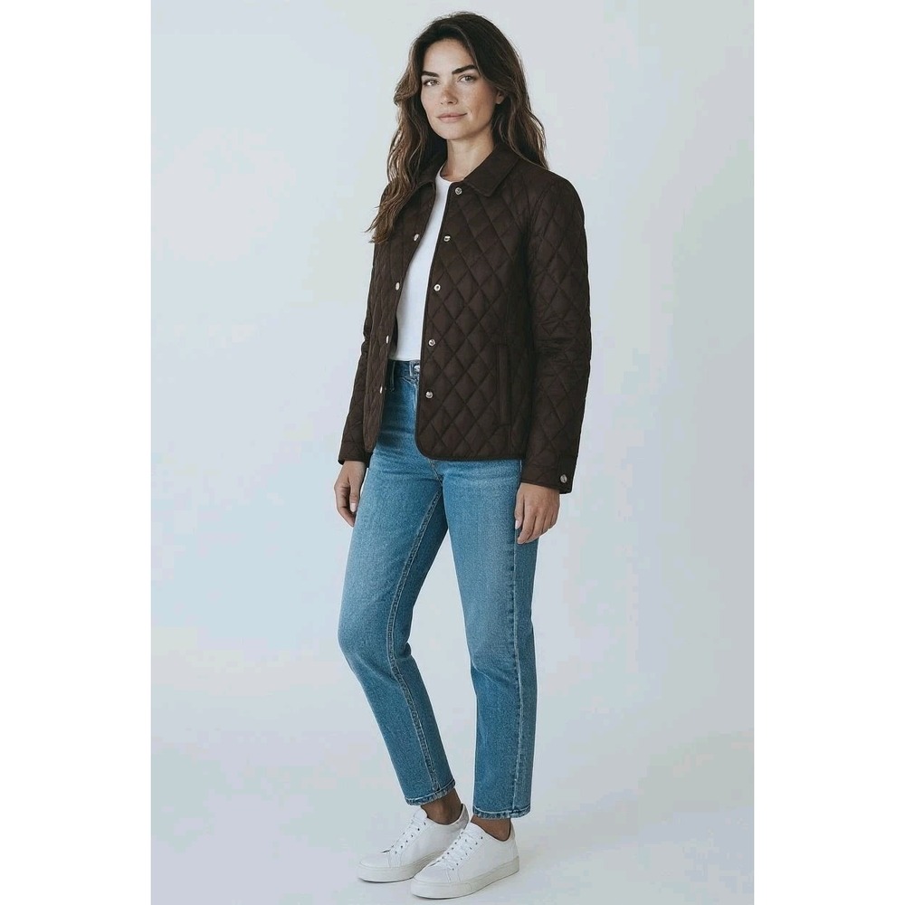 Vintage LL Bean Quilted Puffer Jacket Dark Chocolate Brown Womens Size Small